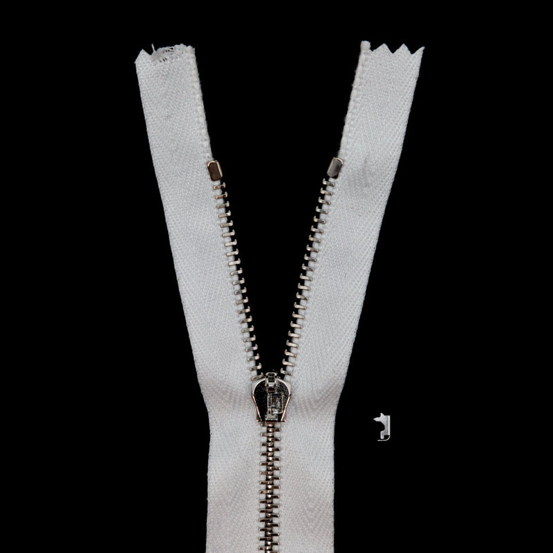 Mood Exclusive Italian Off-White and Silver T3 Closed End Metal Zipper - 9"