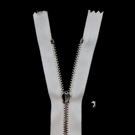 Mood Exclusive Italian Off-White and Silver T3 Closed End Metal Zipper - 9"