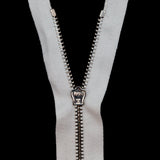 Mood Exclusive Italian White and Silver T3 Closed End Metal Zipper - 9"