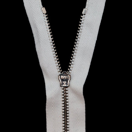 Mood Exclusive Italian White and Silver T3 Closed End Metal Zipper - 9"