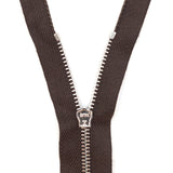 Mood Exclusive Italian Brown and Silver T3 Open End Metal Zipper - 27.5"