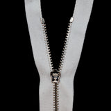 Mood Exclusive Italian Off-White and Silver T3 Open End Metal Zipper - 27.5"