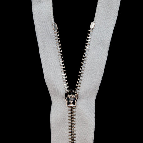 Mood Exclusive Italian Off-White and Silver T3 Open End Metal Zipper - 27.5"