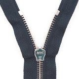 Mood Exclusive Italian Navy and Silver T5 Closed End Metal Zipper - 9"