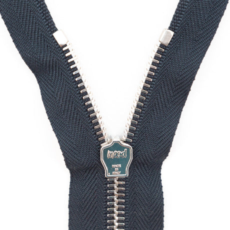 Mood Exclusive Italian Navy and Silver T5 Closed End Metal Zipper - 9"
