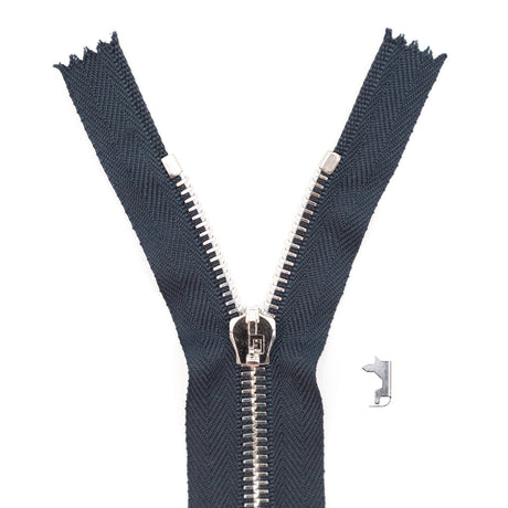 Mood Exclusive Italian Navy and Silver T5 Closed End Metal Zipper - 9"