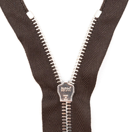 Mood Exclusive Italian Brown and Silver T5 Closed End Metal Zipper - 9"