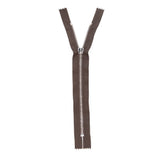 Mood Exclusive Italian Brown and Silver T5 Closed End Metal Zipper - 9"