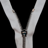 Mood Exclusive Italian Off-White and Silver T5 Open End Metal Zipper - 27.5"