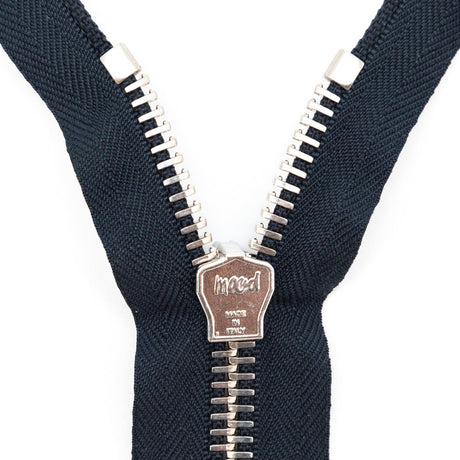 Mood Exclusive Italian Navy and Silver T8 Closed End Metal Zipper - 9"