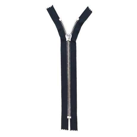 Mood Exclusive Italian Navy and Silver T8 Closed End Metal Zipper - 9"