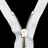 Mood Exclusive Italian Off-White and Silver T8 Closed End Metal Zipper - 9"