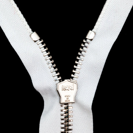 Mood Exclusive Italian Off-White and Silver T8 Closed End Metal Zipper - 9"