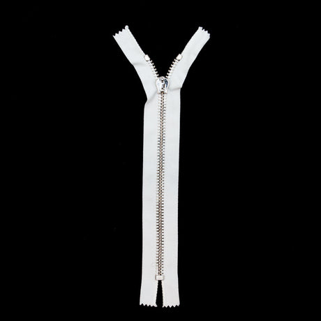 Mood Exclusive Italian Off-White and Silver T8 Closed End Metal Zipper - 9"