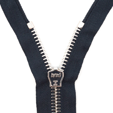 Mood Exclusive Italian Navy and Silver T8 Open End Metal Zipper - 27.5"