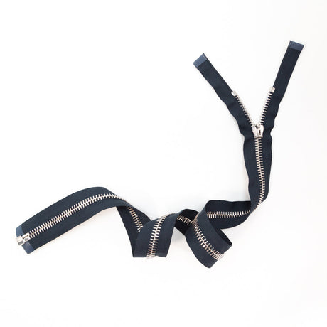 Mood Exclusive Italian Navy and Silver T8 Open End Metal Zipper - 27.5"