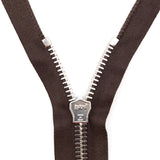 Mood Exclusive Italian Brown and Silver T8 Open End Metal Zipper - 27.5"