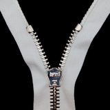 Mood Exclusive Italian Off-White and Silver T8 Open End Metal Zipper - 27.5"