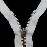 Mood Exclusive Italian White and Silver T8 Open End Metal Zipper - 27.5"