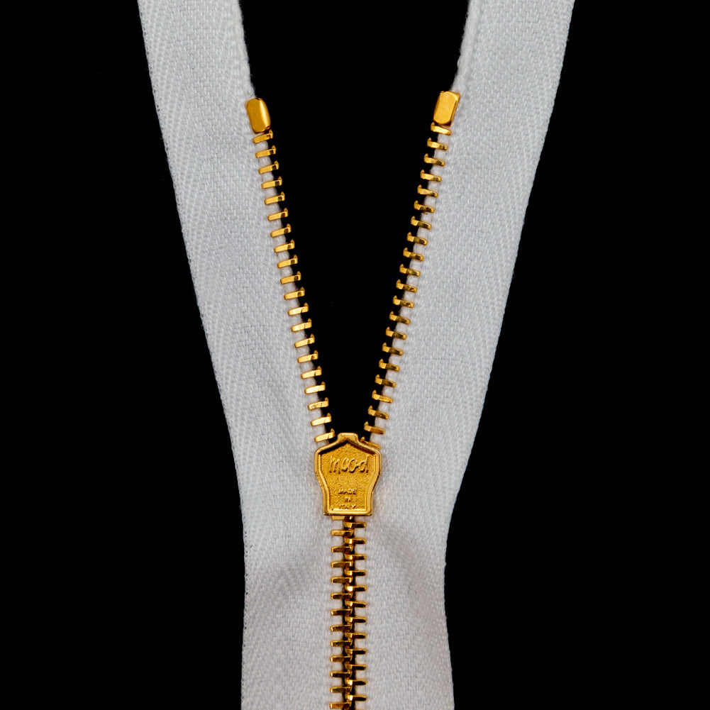 Mood Exclusive Italian Off-White and Gold T3 Closed End Metal Zipper - 9"