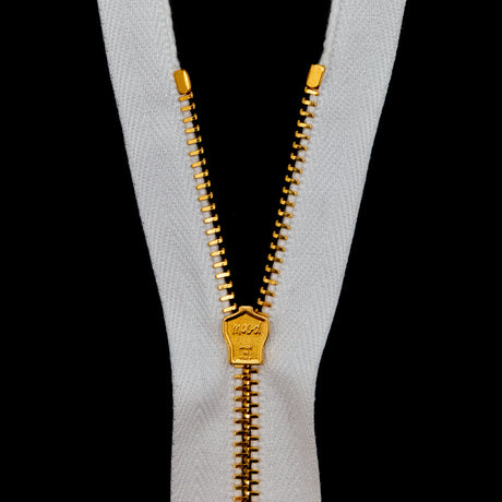 Mood Exclusive Italian Off-White and Gold T3 Closed End Metal Zipper - 9"