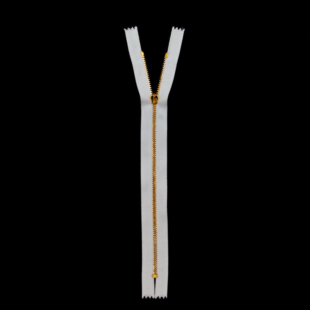 Mood Exclusive Italian Off-White and Gold T3 Closed End Metal Zipper - 9"