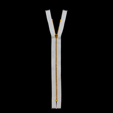Mood Exclusive Italian Off-White and Gold T3 Closed End Metal Zipper - 9"