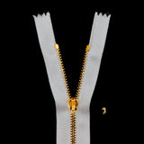 Mood Exclusive Italian Off-White and Gold T3 Closed End Metal Zipper - 9"