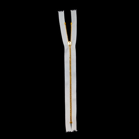 Mood Exclusive Italian White and Gold T3 Closed End Metal Zipper - 9"