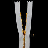 Mood Exclusive Italian White and Gold T3 Closed End Metal Zipper - 9"