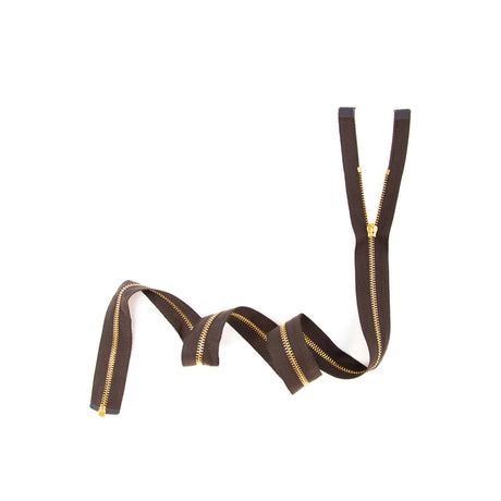 Mood Exclusive Italian Brown and Gold T3 Open End Metal Zipper - 27.5"