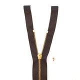 Mood Exclusive Italian Brown and Gold T3 Open End Metal Zipper - 27.5"
