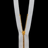 Mood Exclusive Italian Off-White and Gold T3 Open End Metal Zipper - 27.5"