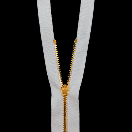 Mood Exclusive Italian Off-White and Gold T3 Open End Metal Zipper - 27.5"