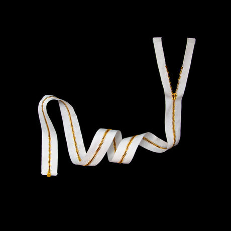 Mood Exclusive Italian Off-White and Gold T3 Open End Metal Zipper - 27.5"