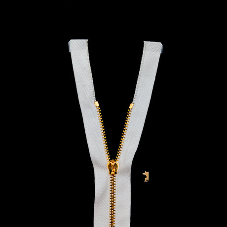 Mood Exclusive Italian Off-White and Gold T3 Open End Metal Zipper - 27.5"
