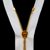 Mood Exclusive Italian White and Gold T5 Closed End Metal Zipper - 9"