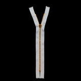 Mood Exclusive Italian White and Gold T5 Closed End Metal Zipper - 9"