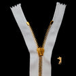 Mood Exclusive Italian White and Gold T5 Closed End Metal Zipper - 9"