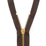 Mood Exclusive Italian Brown and Gold T5 Open End Metal Zipper - 27.5"