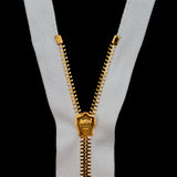 Mood Exclusive Italian Off-White and Gold T5 Open End Metal Zipper - 27.5"