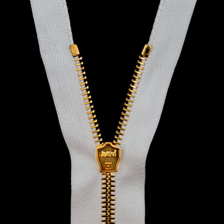 Mood Exclusive Italian Off-White and Gold T5 Open End Metal Zipper - 27.5"
