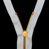 Mood Exclusive Italian White and Gold T5 Open End Metal Zipper - 27.5"