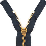 Mood Exclusive Italian Navy and Gold T8 Closed End Metal Zipper - 9"