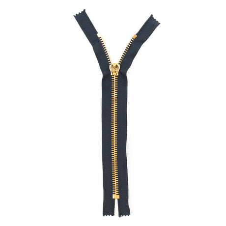 Mood Exclusive Italian Navy and Gold T8 Closed End Metal Zipper - 9"