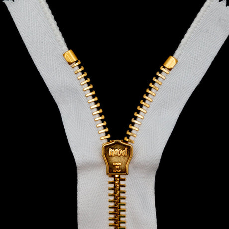 Mood Exclusive Italian Off-White and Gold T8 Closed End Metal Zipper - 9"