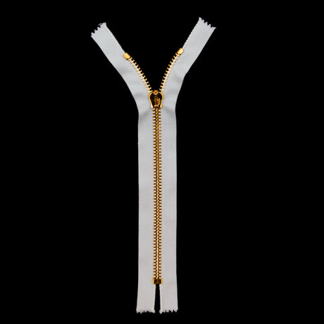 Mood Exclusive Italian Off-White and Gold T8 Closed End Metal Zipper - 9"