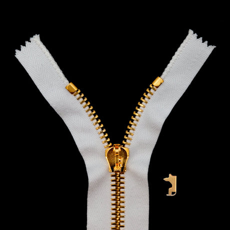 Mood Exclusive Italian Off-White and Gold T8 Closed End Metal Zipper - 9"