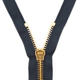 Mood Exclusive Italian Navy and Gold T8 Open End Metal Zipper - 27.5"