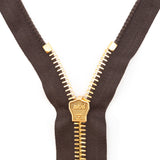Mood Exclusive Italian Brown and Gold T8 Open End Metal Zipper - 27.5"